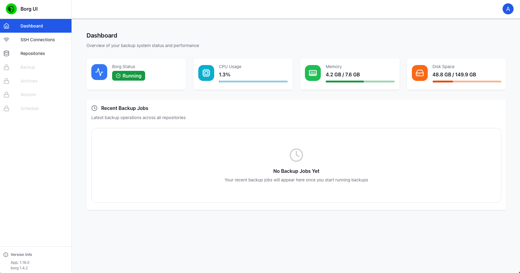 Borg UI Screenshot